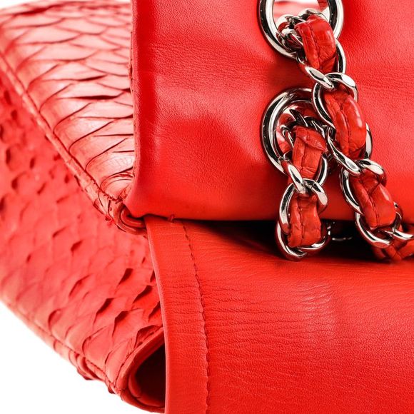 Chanel Classic Double Flap Bag Python Medium Orange - Picture 10 of 13